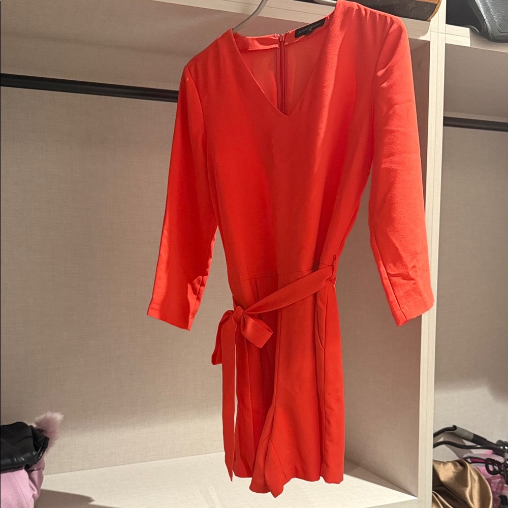 Banana Republic Orange V-Neck Dress with Belt